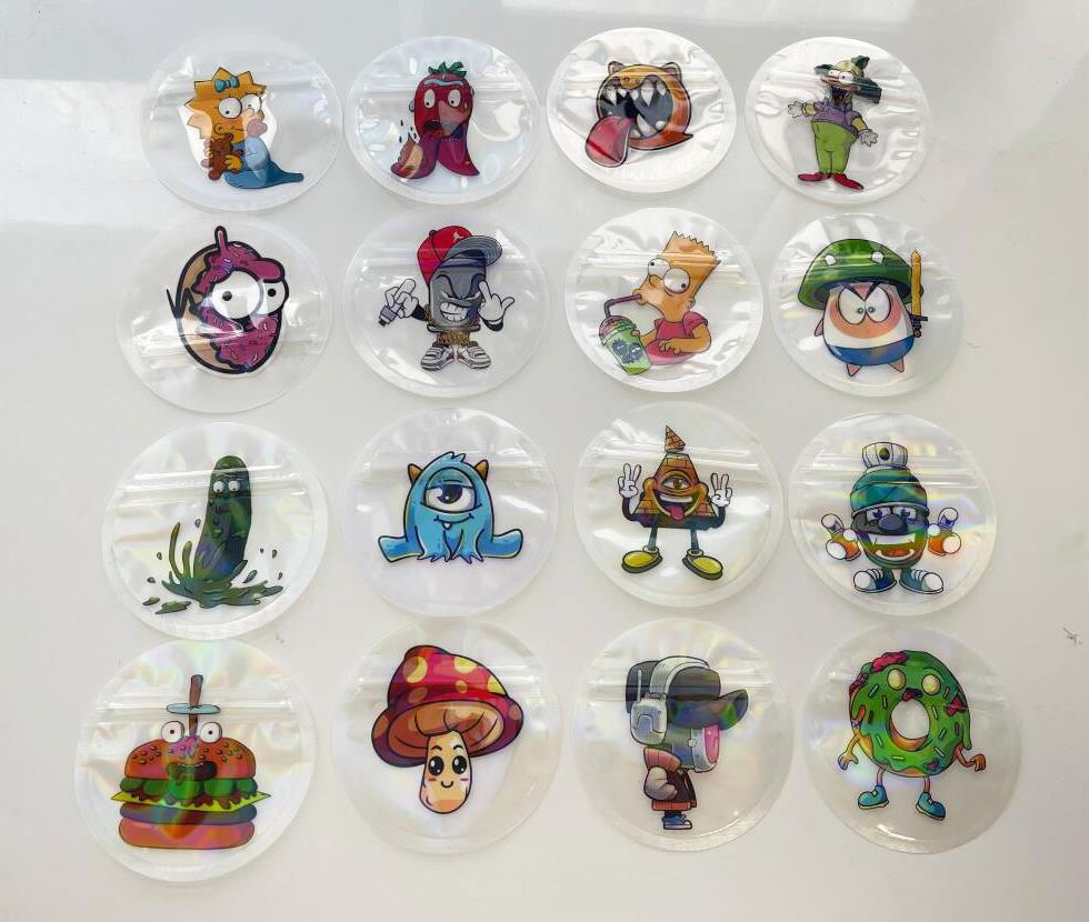 

Empty unique shaped 1g Mylar bags zipper Transparent special-shaped packaging die cut donuts mushrooms vegetables