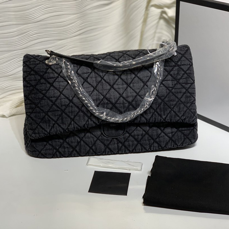 

Wholesale Denim Maxi Jumbo Classic Flap Bags Quilted Meatlasse Chain Crossbody ShoulderLuxury Designer Fashion Street Cool Large Capacity, Blue