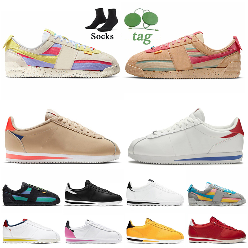 

2022 Top Quality Running Shoes for men women Union LA X Cortez Lemon Frost Sesame Smoke Grey Classic Cortez Forrest Gump White Black Nylon Trainers Sneakers Size 36-45, C18 red 36-44