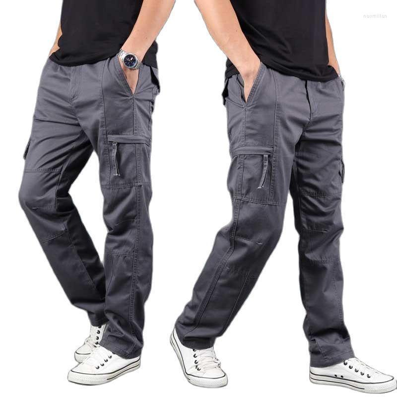 

Men's Pants Fashion Cargo Men Casual Straigth Loose Baggy Cotton Trousers With Multi Pocket Joggers Man ClothingMen's Naom22, Summer gray