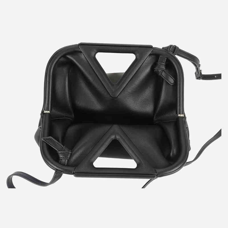 

Inverted Venetas Bottegav Triangle Clip Cloud Bag Large Fashionable Simple Leather Fold Hand Single Shoulder Oblique Span, White