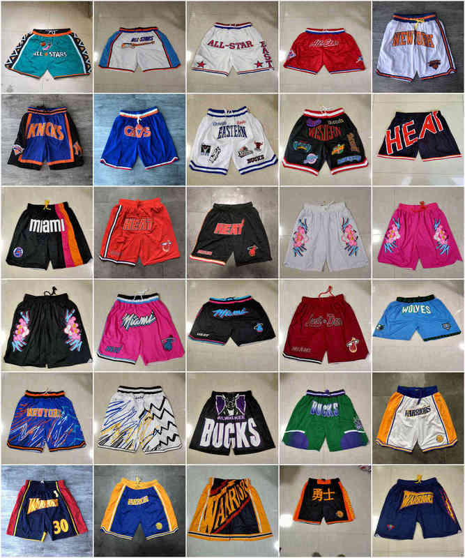 2021 Team Basketball Short Just Don Retro Sport Shorts Hip Pop Pant With Pocket Zipper Sweatpants Purple White Black Red Green Mens Stitched