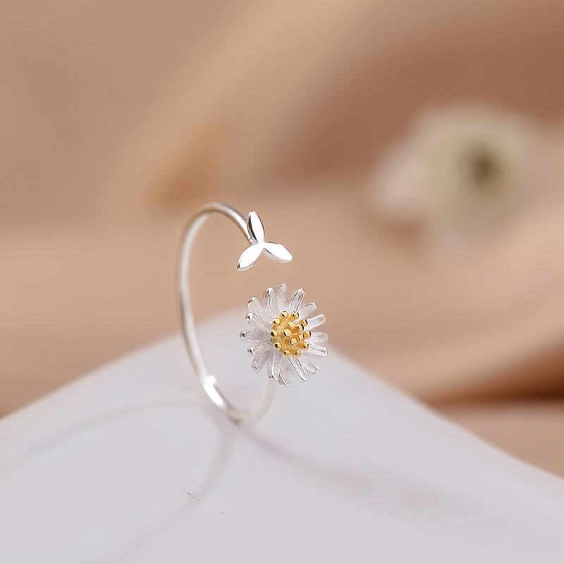 

2022 Little Daisy Ring Female Special-Interest Design Trendy Fashion Personality Student Girlfriends Index Finger Ring Internet Celebrity Op