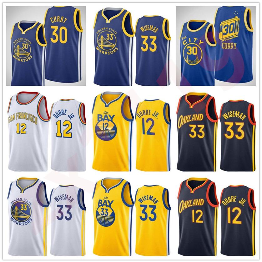 

20 21 Men Women Kids Youth Kelly 12 Oubre Jr. James Wiseman Stephen 30 Curry Jersey Basketball City Navy Black Yellow Blue White2655