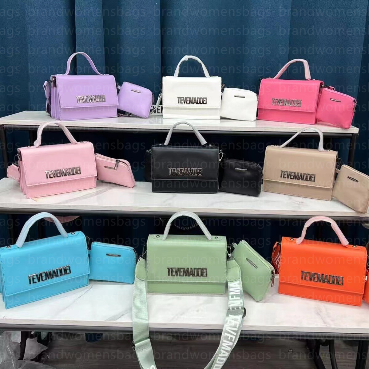 

Two Piece Set Shoulder Bags Fashion luxury Double shoulder straps handbags Designer bag Cross Body Handbag High quality Totes Coin Purse Accessories HQS21158, White