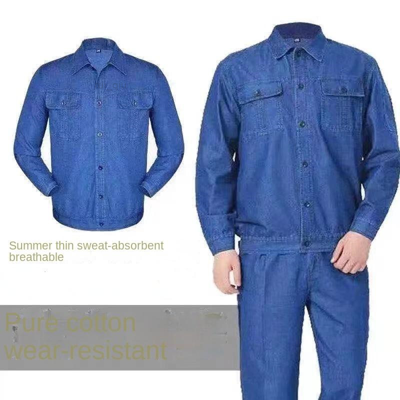 

Tracksuits Summer Men's Thin Overalls Suit Men's Top Pants Pure Cotton Breathable Denim Two Piece Set Man OutfitsMen's