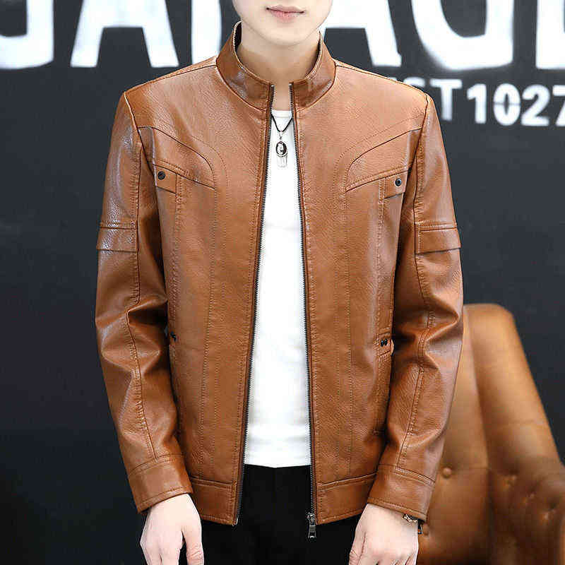 

Mens Leather Jackets 2022 New Black Spring Autumn Casual Slim Fit Motorcycle PU Faux Leather Jacket Coat Mens Clothing W222 T220728, Yellow