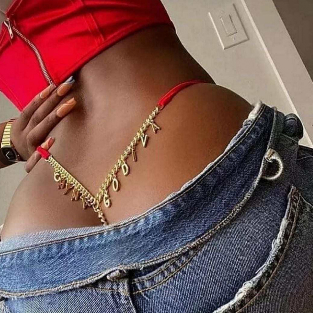 

7 Colors Custom Name Waist Chain Initial Letter Belly Chains Personalized Gold Silver Color Sexy Bikini Sexy Body Jewelry Nightclub Dress Harness Gifts for Women