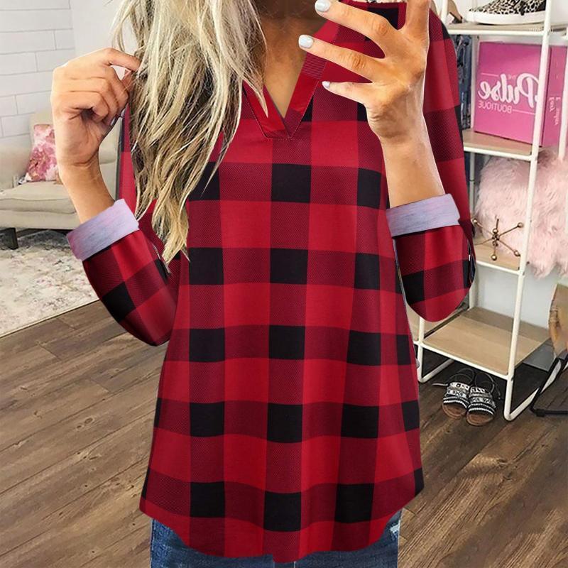 

Women' Blouses & Shirts Plaid Printed Women Ladies Tops Slim Shirt Mujer Camisetas Pullover Blouse Chemise Femme Womens And, Purple