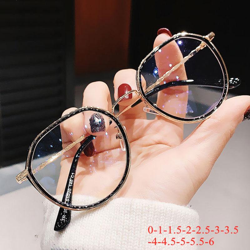 

Sunglasses -1.0 -1.5 -2.0 -2.5 -3.0 To -6.0 Women Men Fashion Round Myopia Glasses Oversized Eyeglasses Frames Students Metal Clear GlassesS