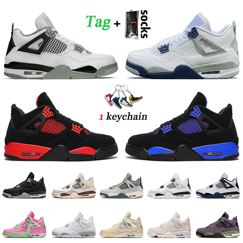 

2022 Women Mens 4 Jumpman 4s Basketball Shoes Craft Seafoam Midnight Navy Blue Red Thunder Canvas Military Black Cat Sail Trainers Sneakers, C30 cactus 40-47