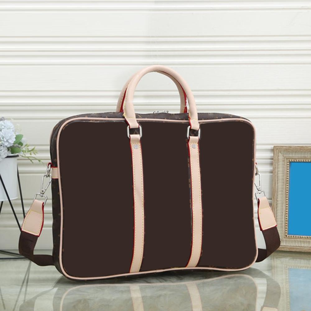 

Designer Bags Fashion Luxury New Briefcase Laptop Business Double leather Handbag Shoulder Messenger Bag Presbyopic Classic Bags #41122 # 4020 big, Black grid # 4020