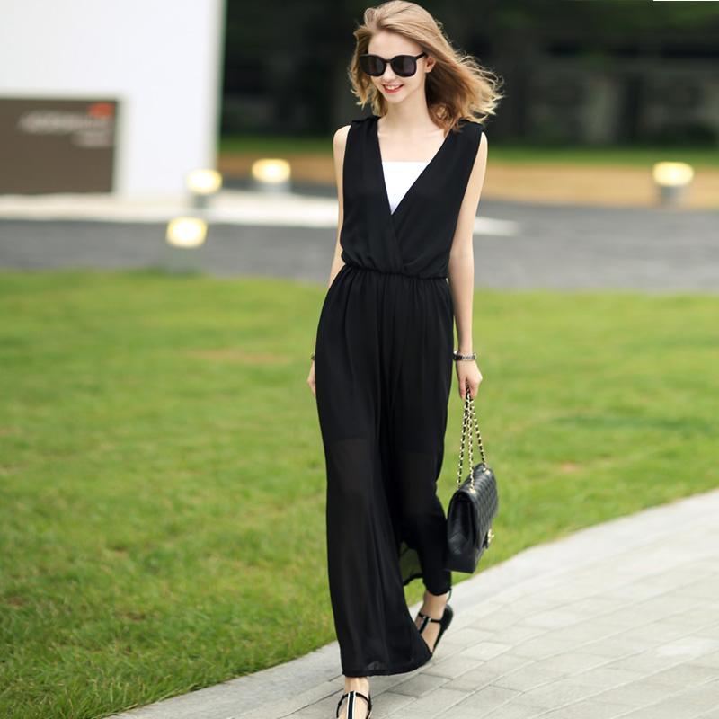 

Women's Jumpsuits & Rompers Customize Made Women Summer Fashion Casual Plus Size 3XS-10XL Sexy Deep V Neck Elegant Loose Wide Leg Pants Chif, Multi