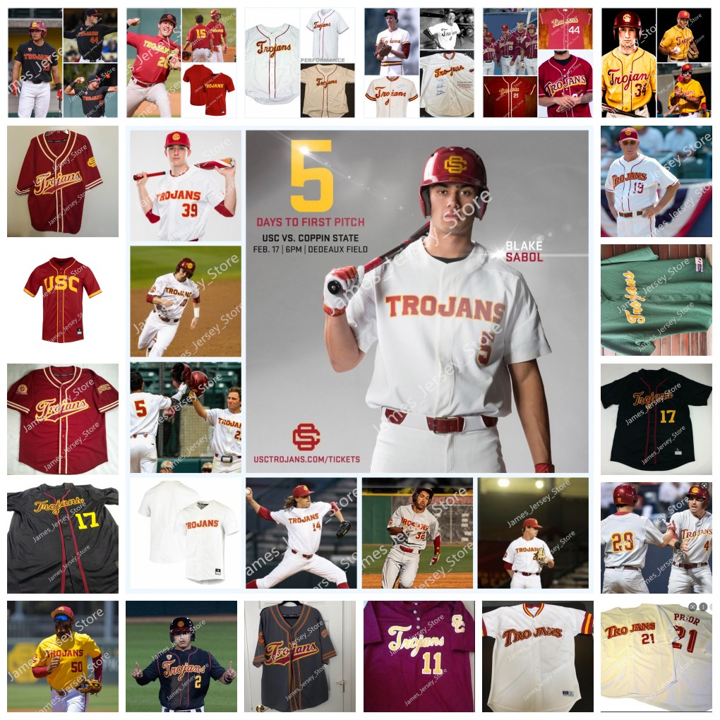 

2022 NCAA Custom USC Trojans Stitched College Baseball Jersey 28 Kyle Hurt 5 Blake Sabol 15 Chase Bushor 3 CJ Stubbs 16 Jamal O'Guinn 35 Connor Lunn Isaac Esqueda Jerseys, 10