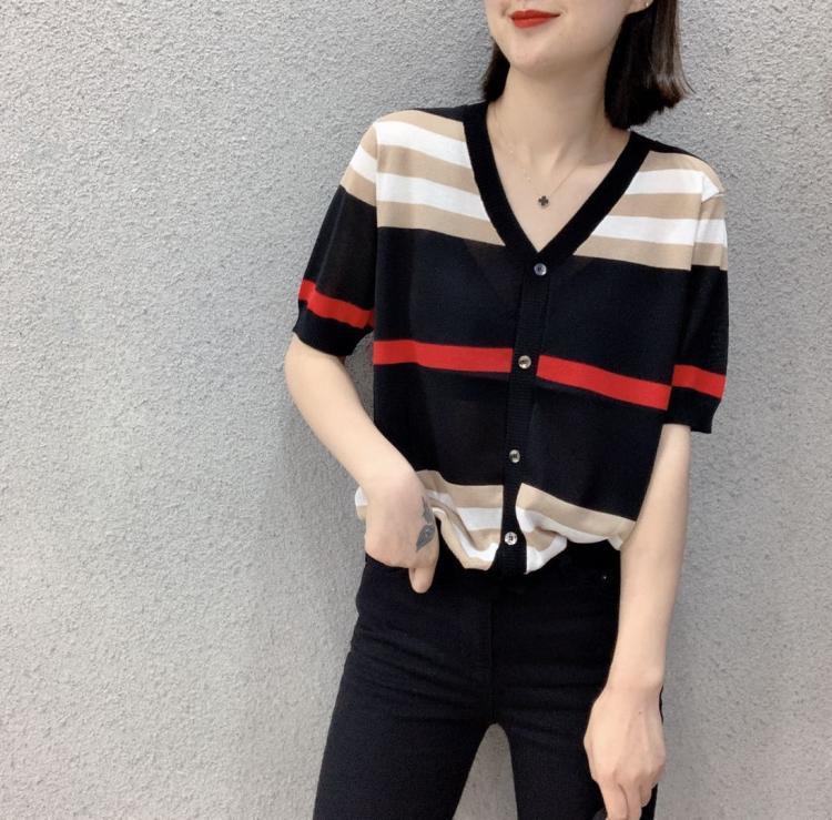 Nouveau tops tees femme d'été à manches courtes sweater femme o-cou knit mode ins style lettre tendance imprimer top dame t-shirt pull shirts kin