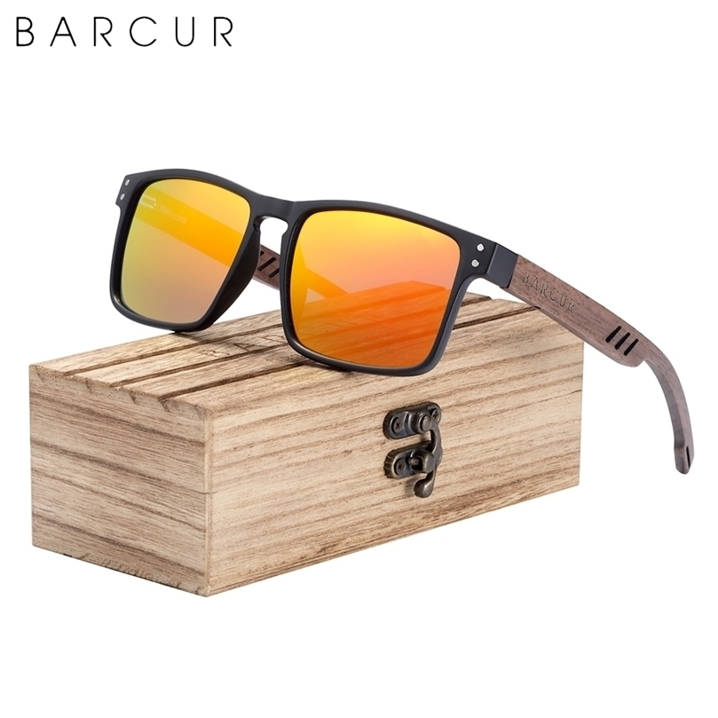 

BARCUR Mens Sunglasses for Men Brand Designer Natural Walnut Wood Sun Glasses Women Polarized Eyewear UV400 Eyewear 220616