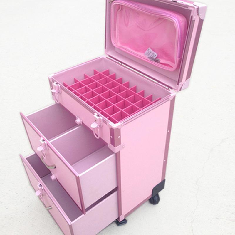 

Suitcases Women Cute Pink Trolley Cosmetic Case Luggage Men Luxury Black Nails Makeup Toolbox Beauty Tattoo Rolling Suitcase