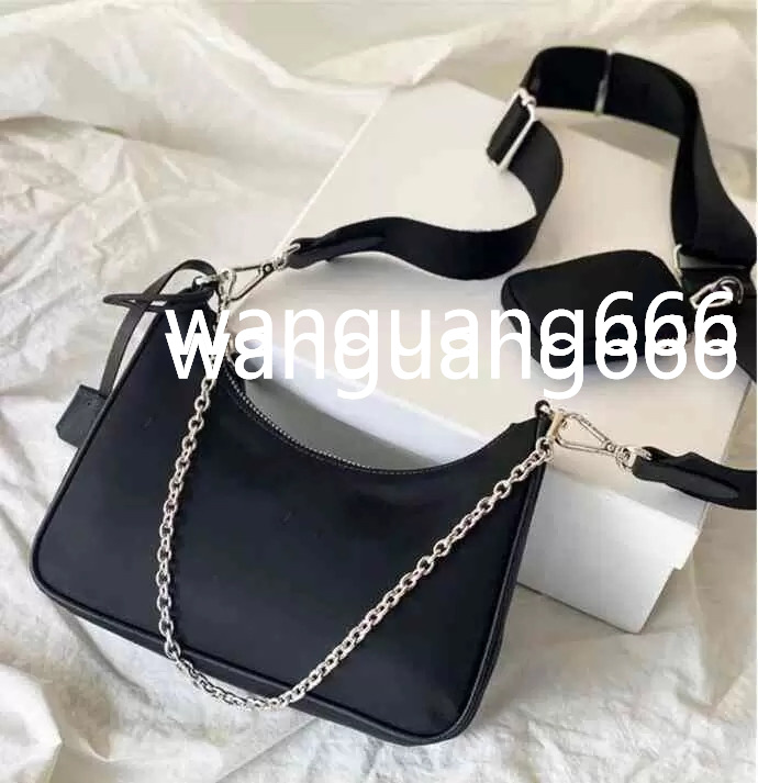 

FashionRe-Edition Nylon Shoulder Bags high quality Handbags Bestselling wallet women luxurys brand crossbody bag Hobo purses triad bags, Black