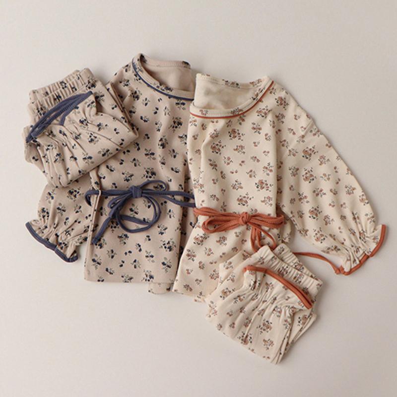

Clothing Sets Printed Flower Autumn Infant Baby Girl Sweet Suit Long Sleeves Shirt Pants Cute Floral Home Clothes Toddler CostumeClothing, Er1074 beige