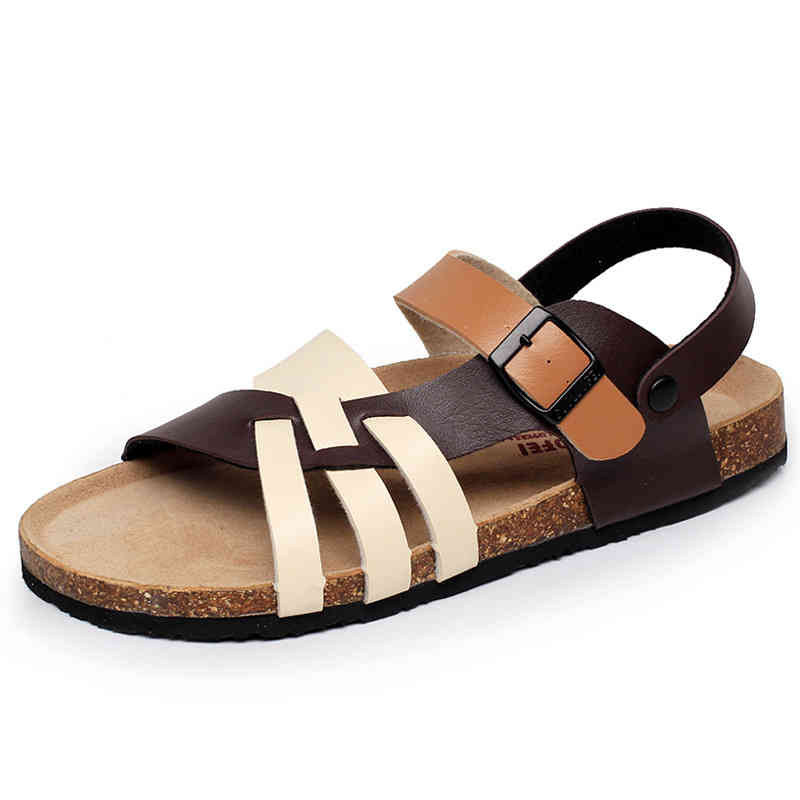 

Designer Slippers Casual Flat Mens Sandals Summer Outdoor Black Beach Shoes Slides Toe Loop Men Soft Strap Leather Fashion, Blue and white