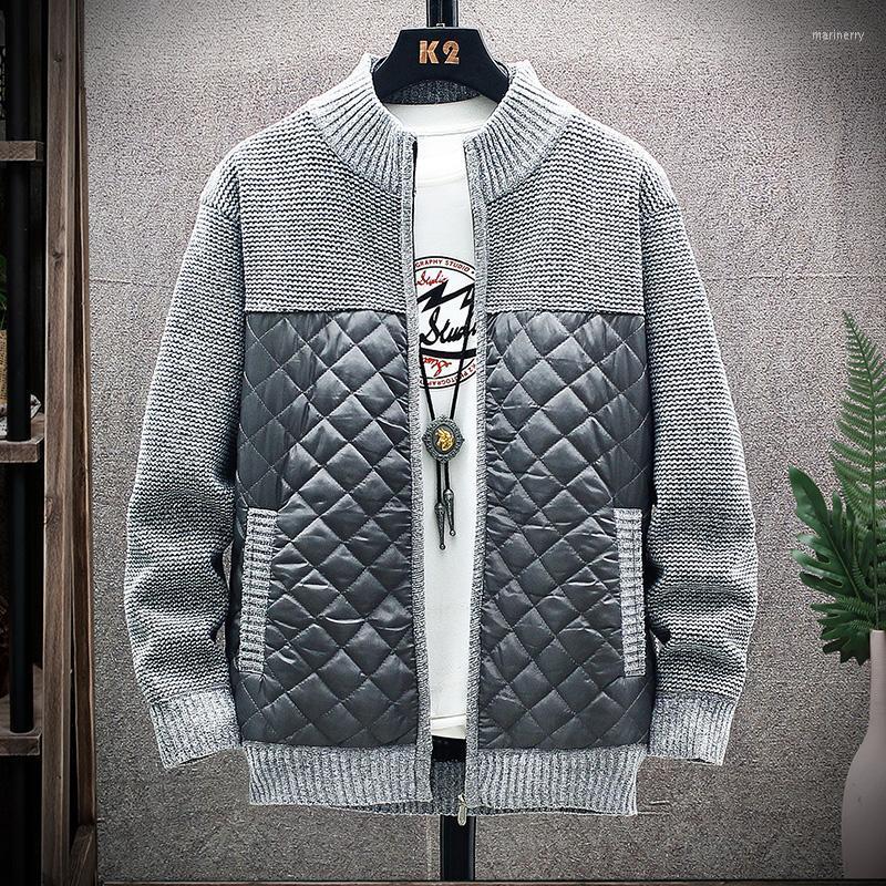 

Men's Sweaters Winter Arrival Men's Cardigan Men Knitted Thicken Stand Collar Mens Coat Male Slim Fit Knitting Sweater M-4XLMen's Mari22, Light grey