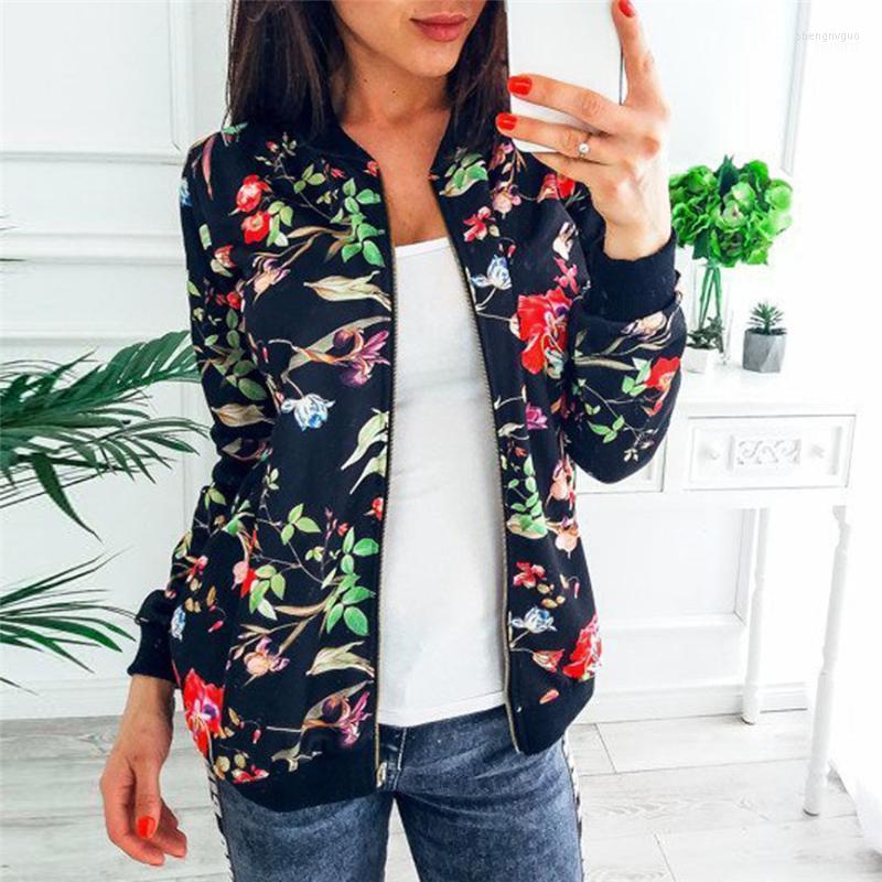 

Women' Jackets Womens Coats Ladies Retro Floral Printing Zipper Up Jacket Casual Tops Coat Outwear Women Abrigo 2022 -2XL, As pic