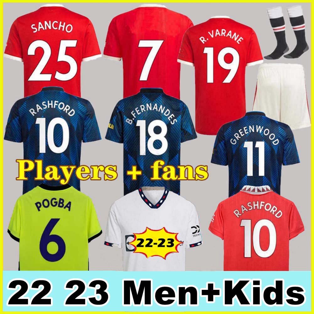 

fans player SANCHO 21 22 23 soccer jerseys RASHFORD MAN 2022 2023 football shirt utd POGBA CAVANI B. FERNANDES men kids kit VARANE FRED Cristiano Shaw GREENWOOD Lingard, 21 22 third kids