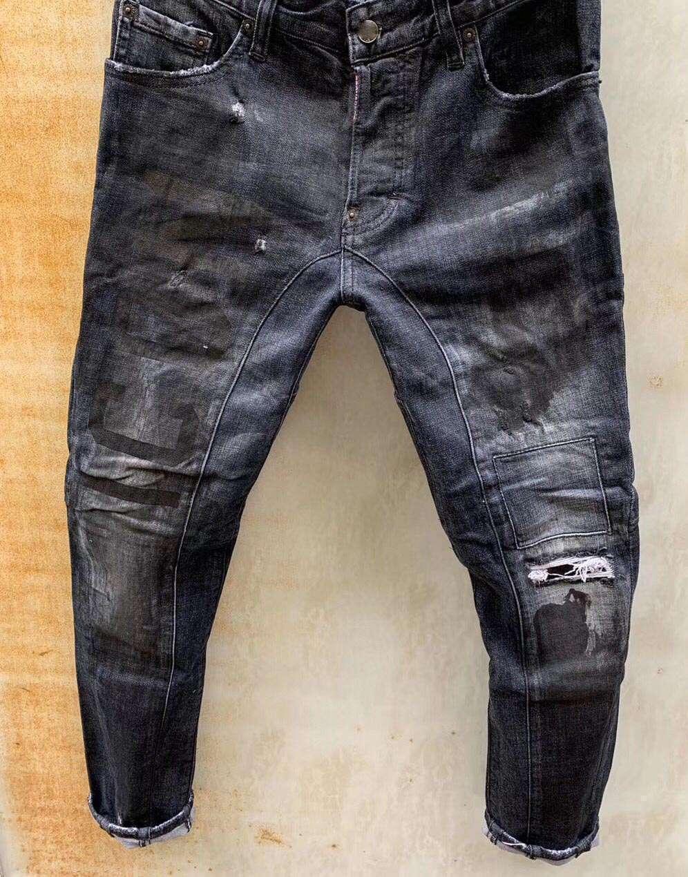 

DSQ Mens Jeans Denim Jean Black Ripped Pants Pour Hommes Men S Italy Fashion Biker Motorcycle Rock Revival Jeans Hi mjC DSQUAREDs DSQ2s DSQs, T115