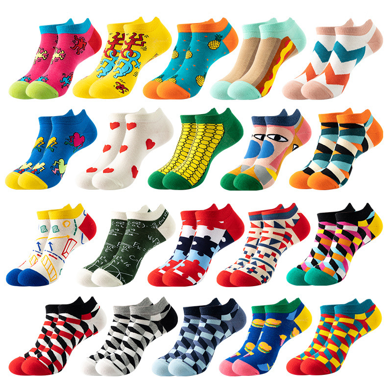 

Novel Couple Womens Unisex ins Sock Slippers Printed Cartoon snack Socks Girls pattern Sports Stocking Multicolors EUR 37-44, Random;mix colours