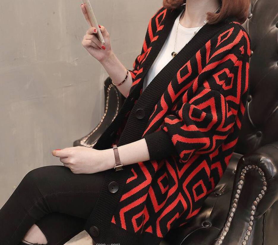

2022GG Women Sweaters Loose Autumn Fashion Y2K Overised Sweater Casual Geoetry Knitted Cardigan Femme Coat, Black