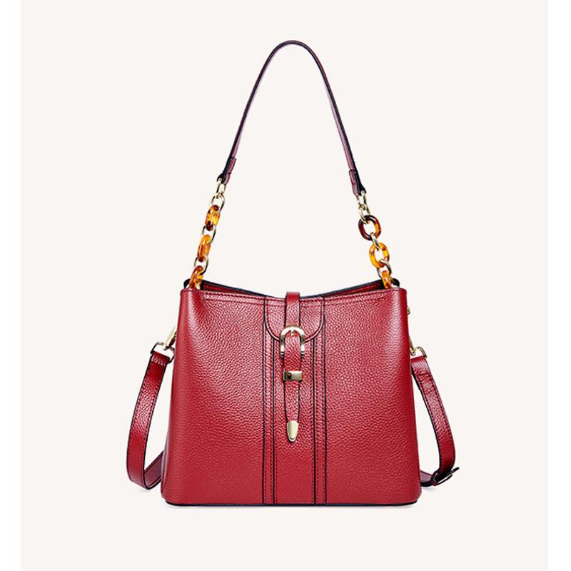 

Evening Bags Genuine Leather 2022 Trendy Fashion All-match Shoulder Bag Large Capacity Bucket High Quality Messenger, Black