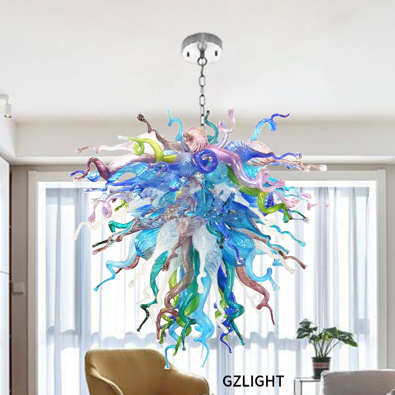 

Modern Pendant Lamp Multicolor Hand Blown Glass Villa Lighting Italy Design Murano Luxury Crystal Chandelier Fixture for Home Art Decoration Lights Luxury LR979