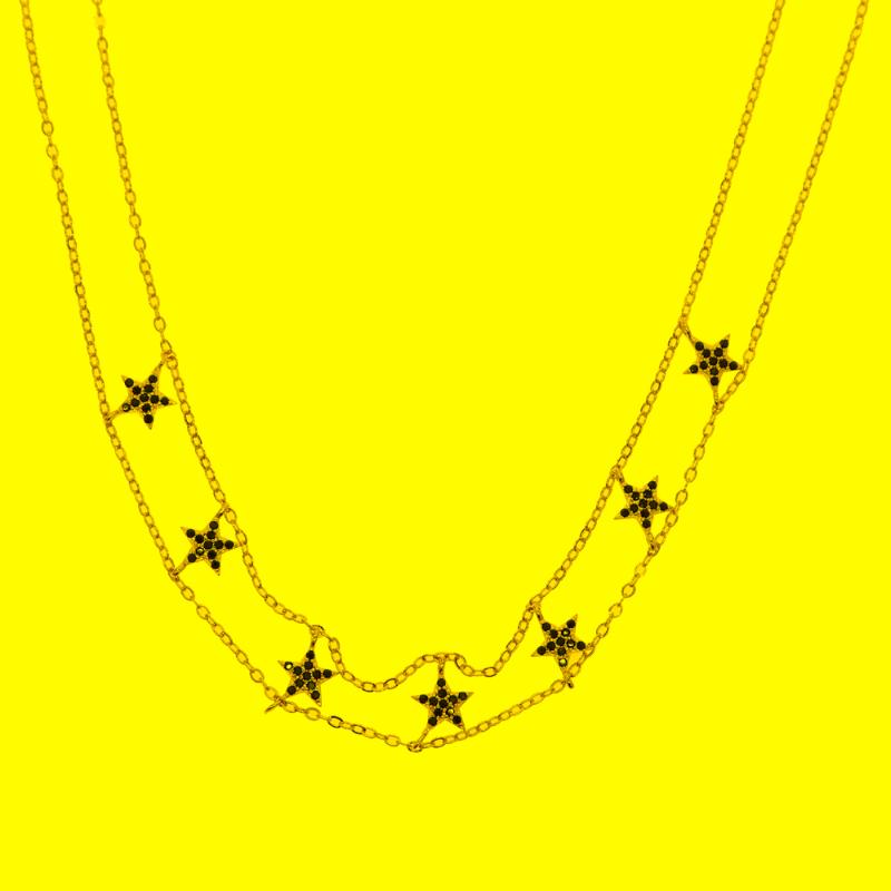 

Chains Gold Rose Color Black Cz Paved Star Charm Choker Necklaces For Women Fashion Delicate Wedding Party Jewelry WholesaleChains