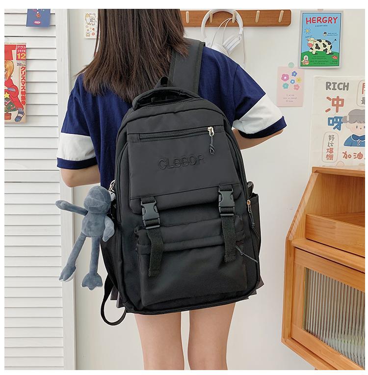 

Backpack J6259 - Leisure Multi-function Trend Solid Color Large Capacity, Black