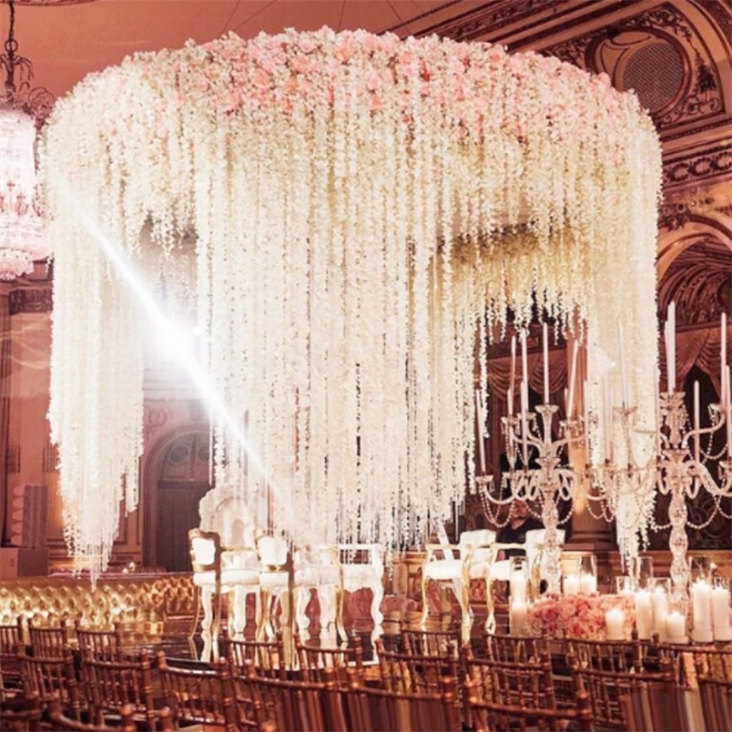 

20PCS Artificial Wisteria Silk Flowers Hanging Wed Decor Flower Garland for Home Garden el Wedding ation 220329