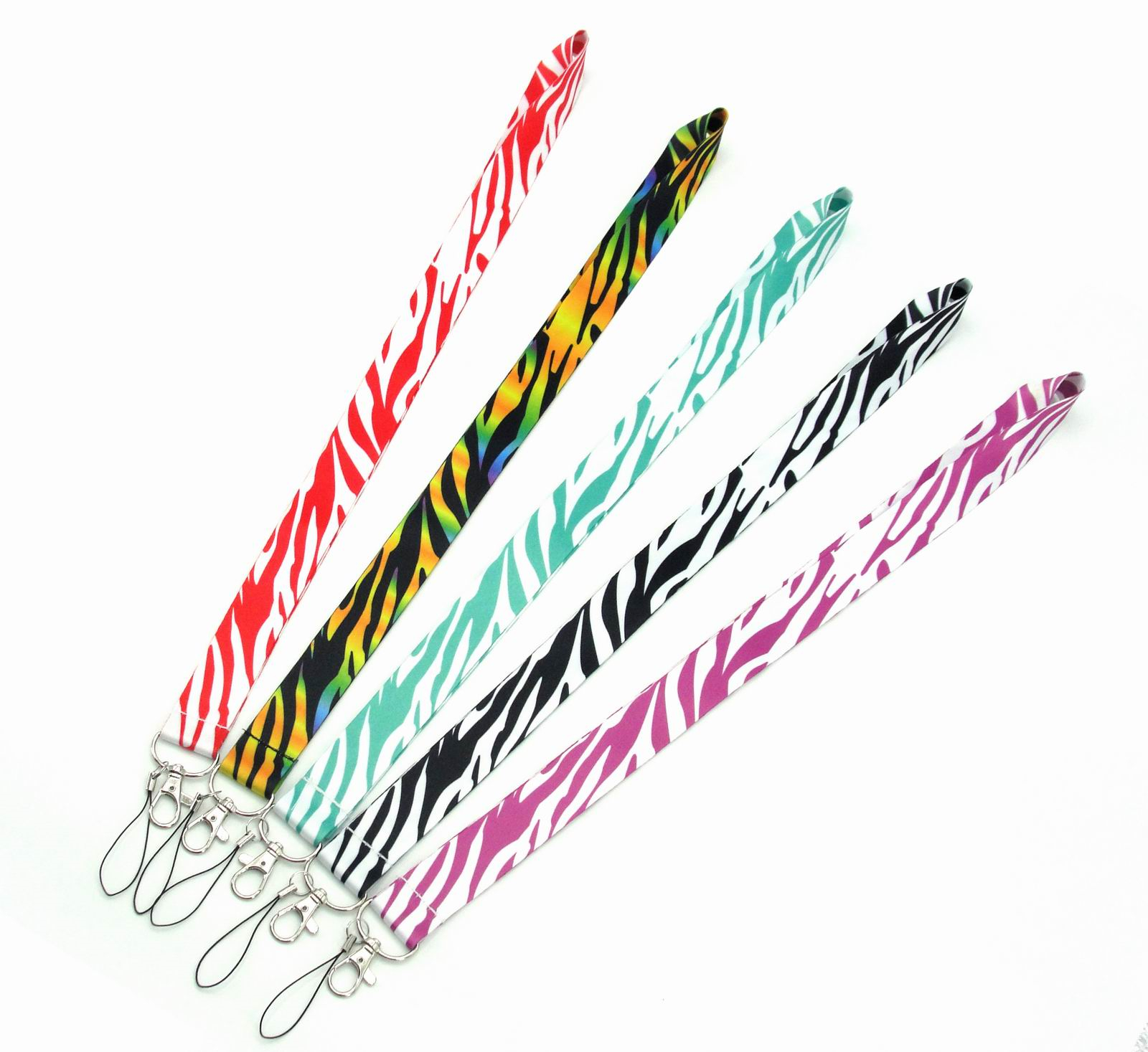

KeyChain 10PCS Multicolor zebra Print Mobile phone Lanyard Key Chains Pendant Party Gift Favors Accessorie Small Wholesale