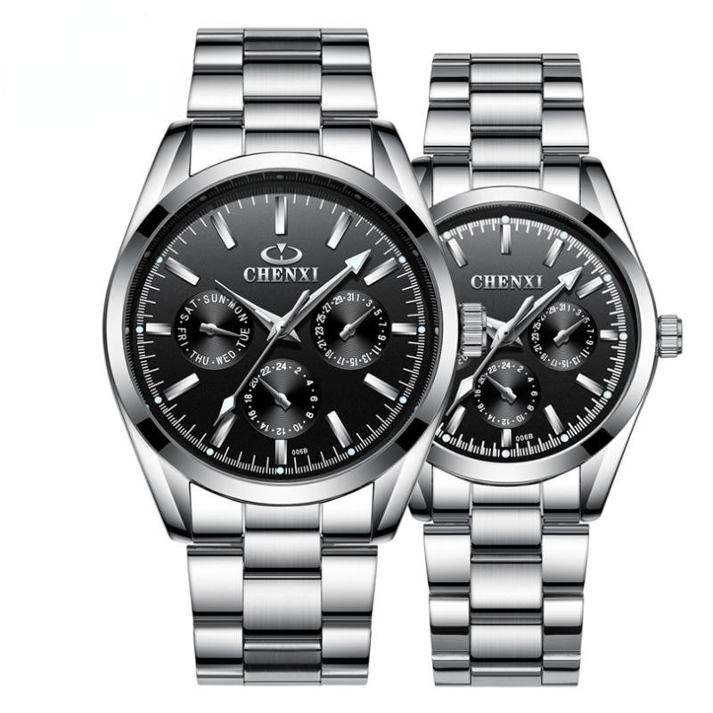 

Wristwatches Luxury Quartz WristWatch 3 Small Decoration Dial Lover Couple Watches Silver Stainless Steel Men And Women, W3