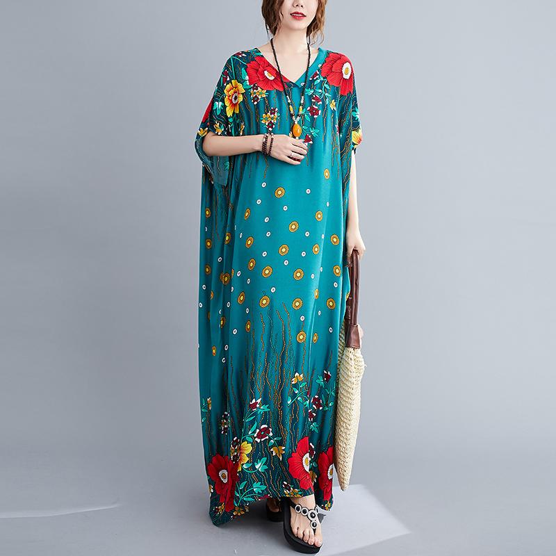 

Party Dresses Cotton Satin Elegant Vintage Floral Women Loose Maxi Long Summer Beach Sun Dress Clothes 2022 Ladies RV592Party, Photo color