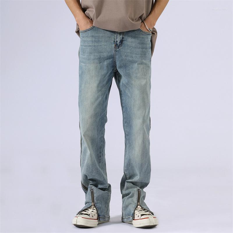 

Men' Jeans Men Hip Hop Streetwear Harajuku Korean Zipper Denim Pants Fashion Vintage Washed Straight Trousers Casual Baggy PantsMen' Heat2, Blue