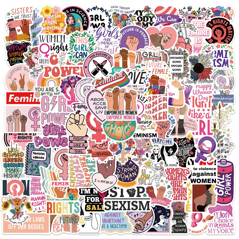 

100pcs Inspirational Feminism Stickers Pack for Laptop Skateboard Motorcycle Decals, Multi colors