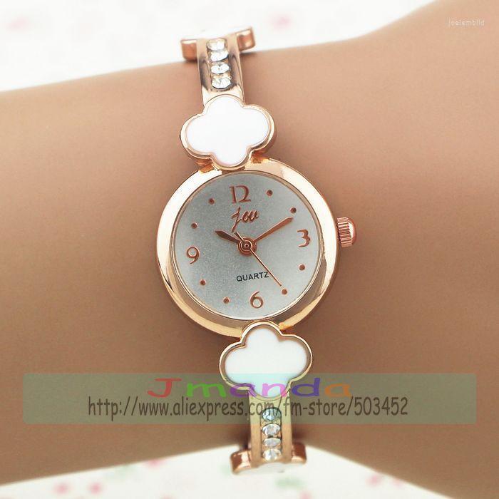

Wristwatches 100pcs/lot JW-798 Flower Design Rose Gold Colors Ladies Dress Watch Designer Alloy Crystal Quartz Bracelet WatchWristwatches, As pic