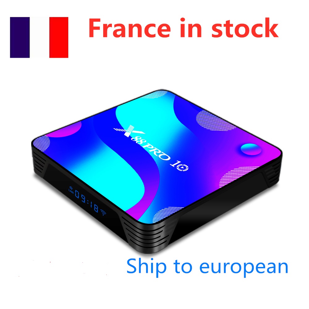 

France in stock X88 PRO 10 android 10.0 TV BOX RK3318 Quad-core 2GB 16GB built-in 2.4G 5G WIFI&BT smart media player
