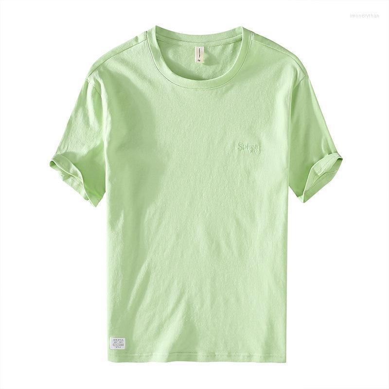 

Men's T-Shirts Short Sleeve T Shirt For Men Summer Cotton Linen O-Neck Tees Male Fashion Casual Letter Embroidery Loose Tops 2022 ClothingMe, Brown