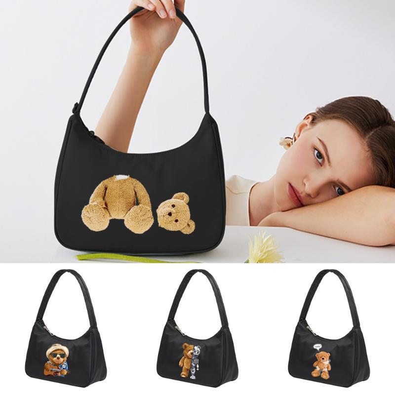 

Evening Bags Fashion Underarm Ladies Shoulder 2022 Casual Handbag Purses Harajuku Hobo Organizer Bear PrintEvening, Black