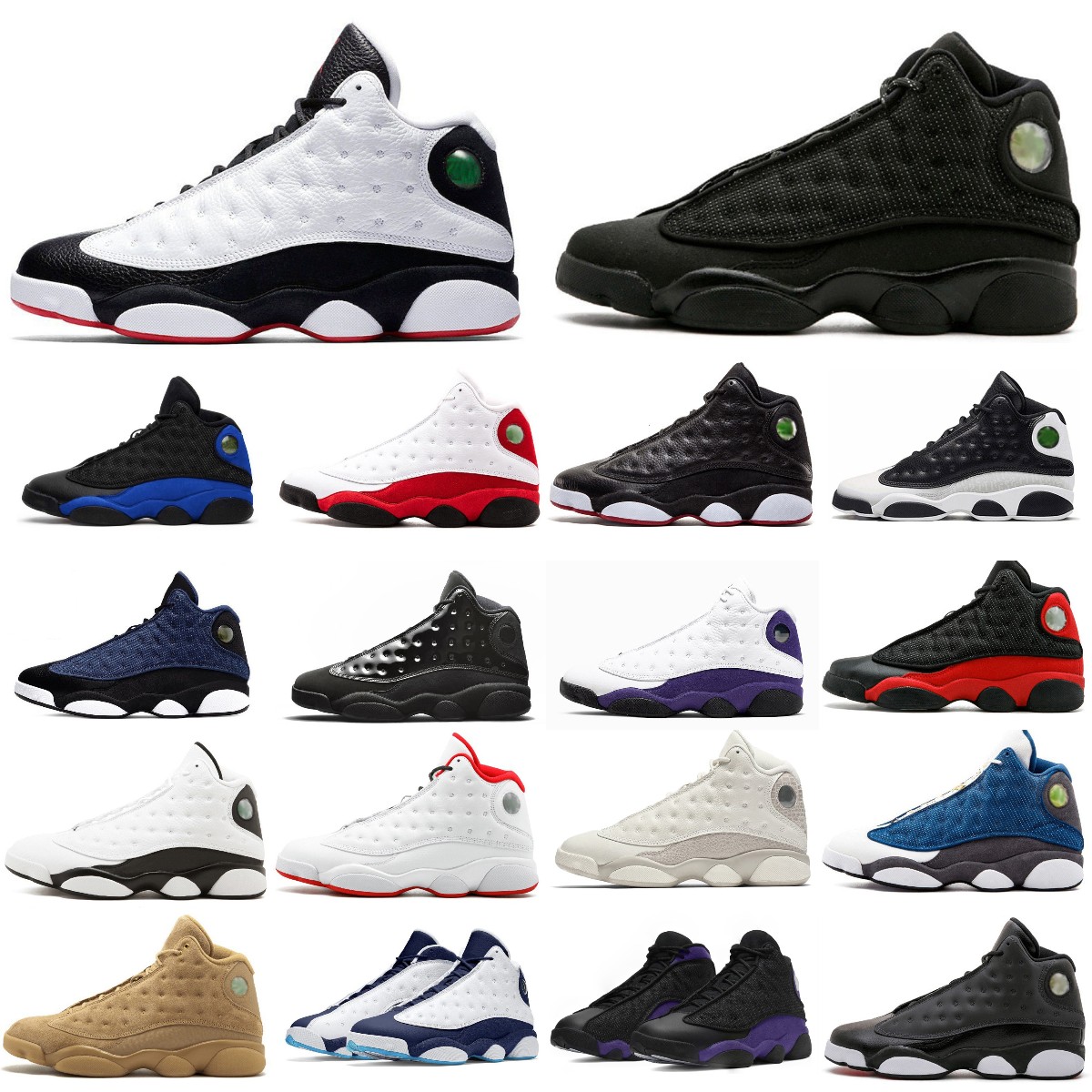 NEW 13s men women basketball shoes 13 French Brave Blue Del Sol Obsidian Flint Court Purple Starfish Black Cat Bred mens trainers outdoor sports sneakers 40-46