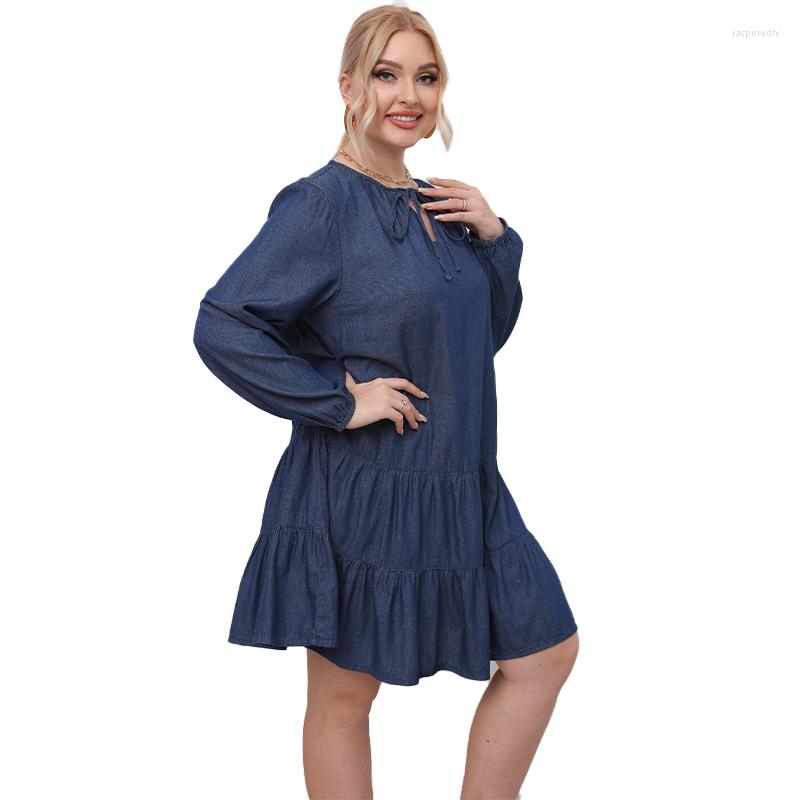 

Plus Size Dresses Women Long Sleeve Solid Pleated Retro Loose Casual 2022 Autumn Winter Fashion Straight Mid Length Dress Jasp22, Blue