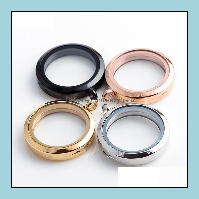 

Lockets Necklaces Pendants Jewelry Top Grade 30Mm 316 Stainless Steel Floating Locket Diy Transparent Glass Frames Floatings Charms Wholes