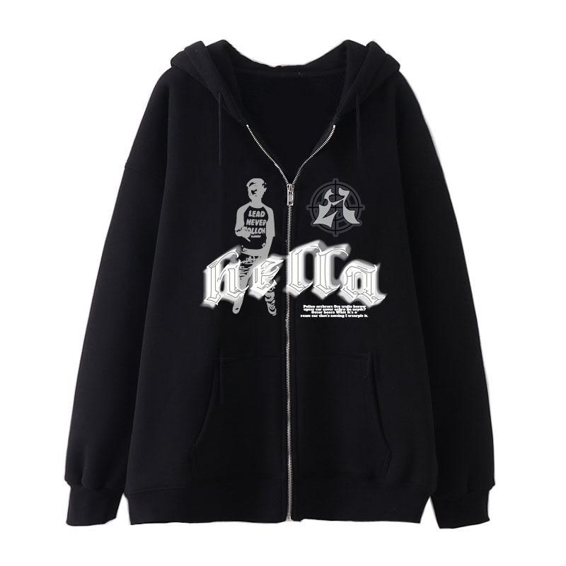 

Men' Hoodies & Sweatshirts Street Hip Hop Gothic Y2K Black Zip Hoodie Men And Women Rock Sweater JacketMen