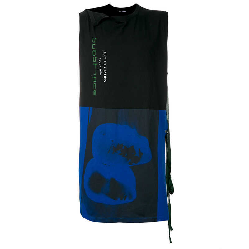 

[Spot]B. Numbers raf18ss portrait ripple pulse Simons sleeveless overlapping loose vest, Blue