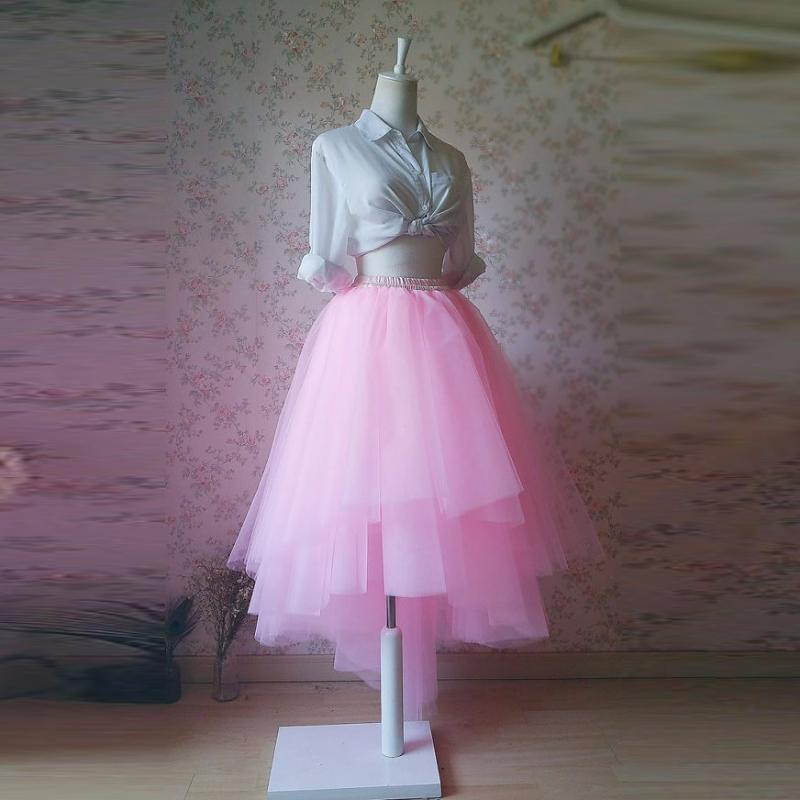 

Skirts Dreamlike Pink High Low Tulle Skirt Real Po Fashion Asymmetrical Women Customized Elastic Waist Mid-Calf Tutu SkirtSkirts, Beige